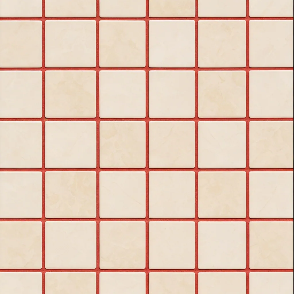 Azulejo beige con rojo